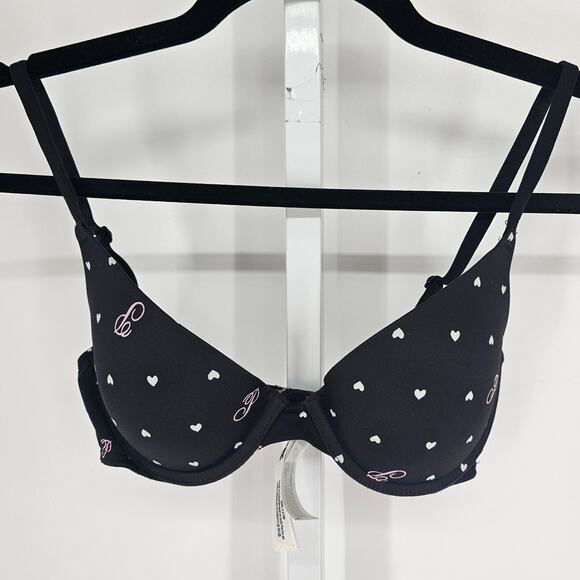 PINK by Victorias Secret Womens Sz 32C Wear Everywhere Push Up Bra Black White - Picture 1 of 5